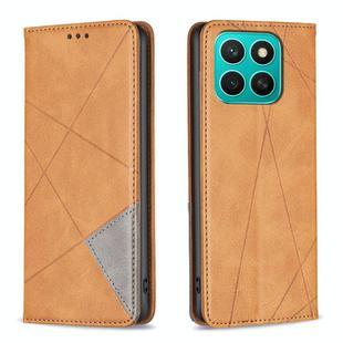 For Honor X8c 4G Rhombus Texture Magnetic Leather Phone Case(Yellow)