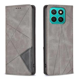 For Honor X8c 4G Rhombus Texture Magnetic Leather Phone Case(Grey)