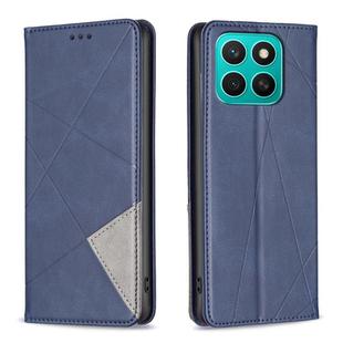 For Honor X8c 4G Rhombus Texture Magnetic Leather Phone Case(Blue)