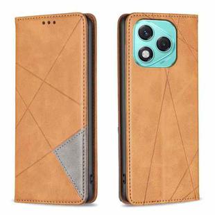For Honor 400 Lite Rhombus Texture Magnetic Leather Phone Case(Yellow)