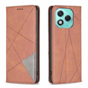 For Honor 400 Lite Rhombus Texture Magnetic Leather Phone Case(Brown)