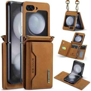 For Samsung Galaxy Z Flip5 5G DG.MING M2 Series Card Bag Magnetic Leather Phone Case(Brown)