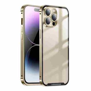 For iPhone 15 Pro Max Frosted Metal Phone Case(Gold)