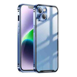 For iPhone 15 Frosted Metal Phone Case(Blue)