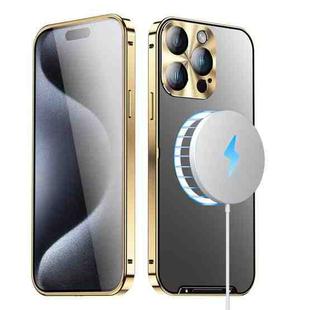 For iPhone 16 Pro Frosted MagSafe Magnetic Metal Phone Case(Gold)