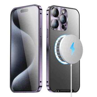 For iPhone 16 Pro Max Frosted MagSafe Magnetic Metal Phone Case(Purple)