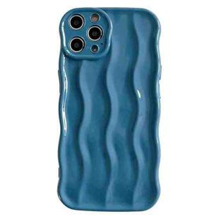 For iPhone 15 Pro Max Wave Texture Bright TPU Phone Case(Sea Blue)