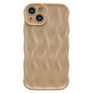 For iPhone 15 Plus Wave Texture Bright TPU Phone Case(Khaki)