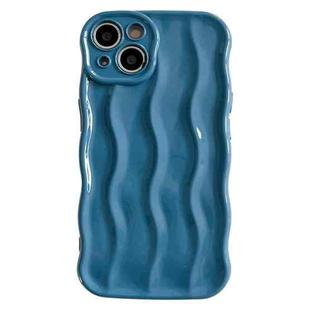 For iPhone 15 Plus Wave Texture Bright TPU Phone Case(Sea Blue)