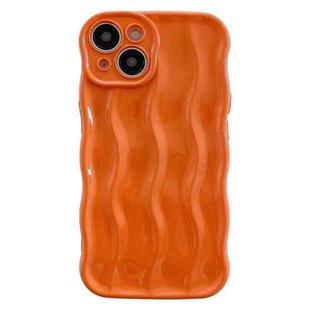 For iPhone 15 Plus Wave Texture Bright TPU Phone Case(Orange)