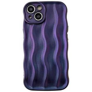 For iPhone 15 Plus Wave Texture Bright TPU Phone Case(Dark Purple)