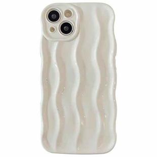 For iPhone 15 Plus Wave Texture Bright TPU Phone Case(Milky White)