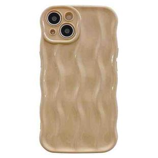 For iPhone 14 Plus Wave Texture Bright TPU Phone Case(Khaki)