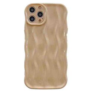 For iPhone 14 Pro Max Wave Texture Bright TPU Phone Case(Khaki)