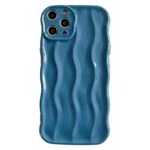 For iPhone 14 Pro Max Wave Texture Bright TPU Phone Case(Sea Blue)