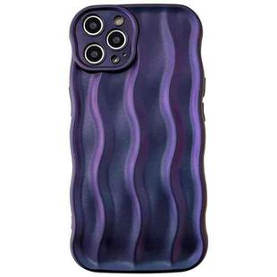 For iPhone 14 Pro Max Wave Texture Bright TPU Phone Case(Dark Purple)