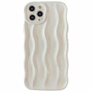 For iPhone 14 Pro Max Wave Texture Bright TPU Phone Case(Milky White)