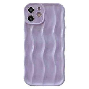For iPhone 12 Wave Texture Bright TPU Phone Case(Purple)