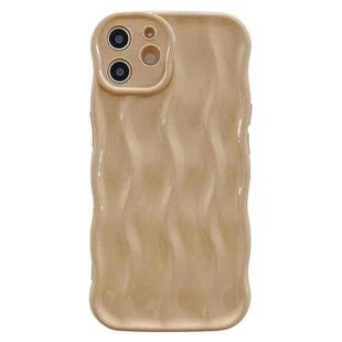 For iPhone 12 Wave Texture Bright TPU Phone Case(Khaki)