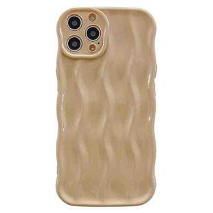 For iPhone 11 Pro Max Wave Texture Bright TPU Phone Case(Khaki)