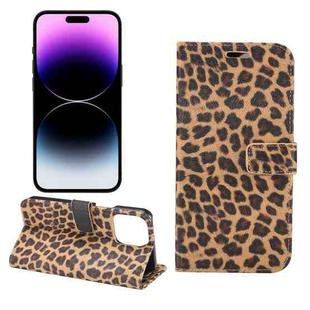 For iPhone 15 Pro Max Leopard Pattern Horizontal Flip Leather Phone Case(Yellow)
