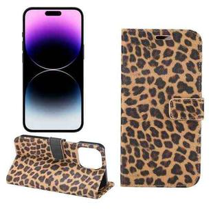 For iPhone 15 Pro Leopard Pattern Horizontal Flip Leather Phone Case(Yellow)