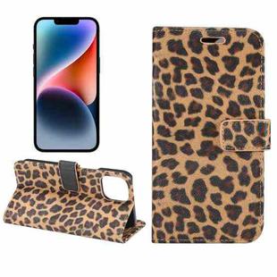 For iPhone 15 Leopard Pattern Horizontal Flip Leather Phone Case(Yellow)