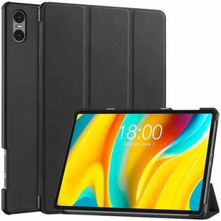 For Teclast T50 Pro Custer Solid Color 3-Fold Stand Leather Tablet Case(Black)