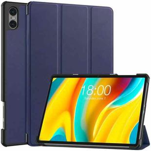 For Teclast T50 Pro Custer Solid Color 3-Fold Stand Leather Tablet Case(Dark Blue)