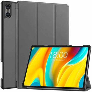 For Teclast T50 Pro Custer Solid Color 3-Fold Stand Leather Tablet Case(Grey)