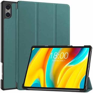 For Teclast T50 Pro Custer Solid Color 3-Fold Stand Leather Tablet Case(Dark Green)