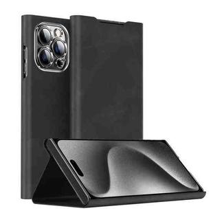 For iPhone 15 Pro Max Magnetic Napa Texture Leather Phone Case with Holder(Black)