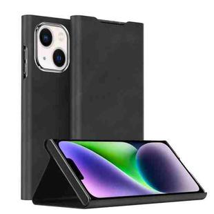 For iPhone 14 Plus Magnetic Napa Texture Leather Phone Case with Holder(Black)
