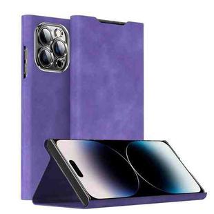 For iPhone 14 Pro Max Magnetic Napa Texture Leather Phone Case with Holder(Purple)