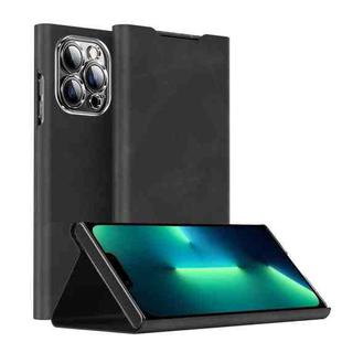 For iPhone 13 Pro Max Magnetic Napa Texture Leather Phone Case with Holder(Black)