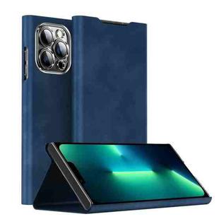 For iPhone 13 Pro Max Magnetic Napa Texture Leather Phone Case with Holder(Blue)