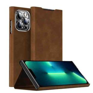 For iPhone 13 Pro Max Magnetic Napa Texture Leather Phone Case with Holder(Brown)