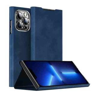 For iPhone 13 Pro Magnetic Napa Texture Leather Phone Case with Holder(Blue)