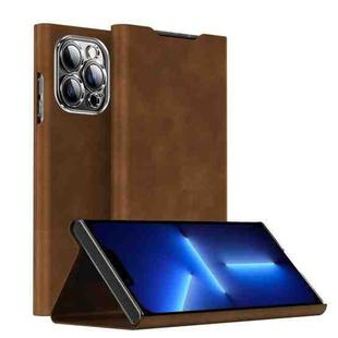 For iPhone 13 Pro Magnetic Napa Texture Leather Phone Case with Holder(Brown)