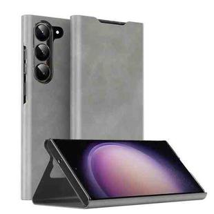 For Samsung Galaxy S23 5G Magnetic Napa Texture Leather Phone Case with Holder(Grey)