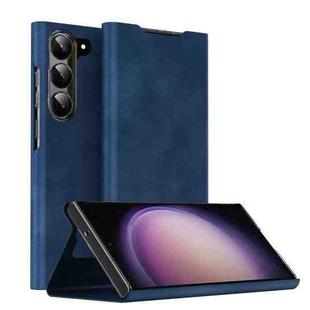 For Samsung Galaxy S23 5G Magnetic Napa Texture Leather Phone Case with Holder(Blue)