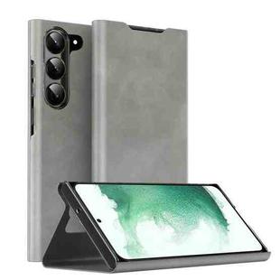 For Samsung Galaxy S22+ 5G Magnetic Napa Texture Leather Phone Case with Holder(Grey)