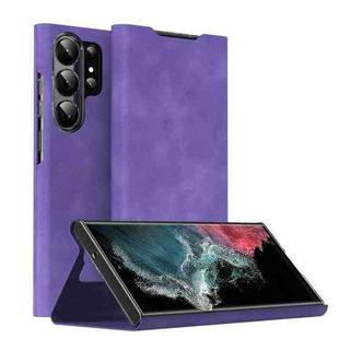 For Samsung Galaxy S22 Ultra 5G Magnetic Napa Texture Leather Phone Case with Holder(Purple)