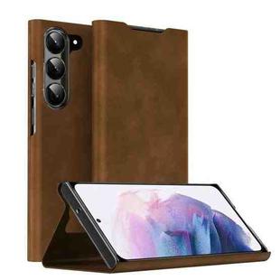 For Samsung Galaxy S21+ 5G Magnetic Napa Texture Leather Phone Case with Holder(Brown)