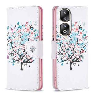For Honor 90 Pro Colored Drawing Pattern Leather Phone Case(Tree)