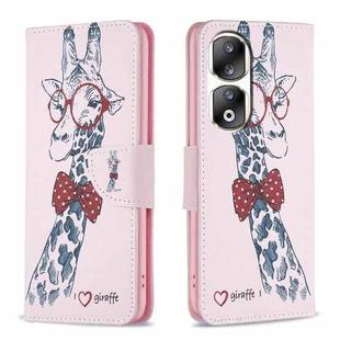 For Honor 90 Pro Colored Drawing Pattern Leather Phone Case(Deer)