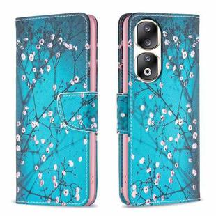 For Honor 90 Pro Colored Drawing Pattern Leather Phone Case(Plum Blossom)