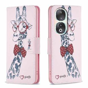 For Honor 90 5G Colored Drawing Pattern Leather Phone Case(Deer)