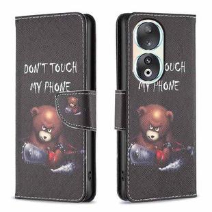 For Honor 90 5G Colored Drawing Pattern Leather Phone Case(Bear)