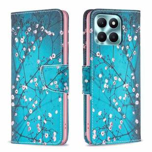 For Honor X6a Colored Drawing Pattern Leather Phone Case(Plum Blossom)